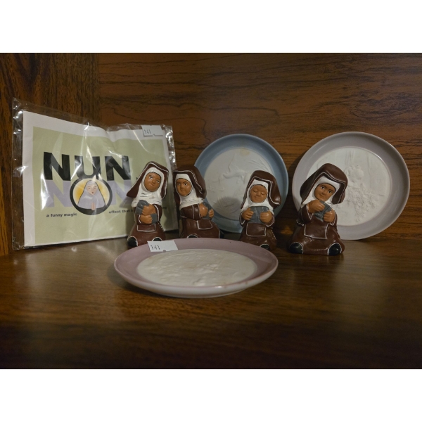 Decorative LLADRO Plates (3) w/ Nun Figurines 