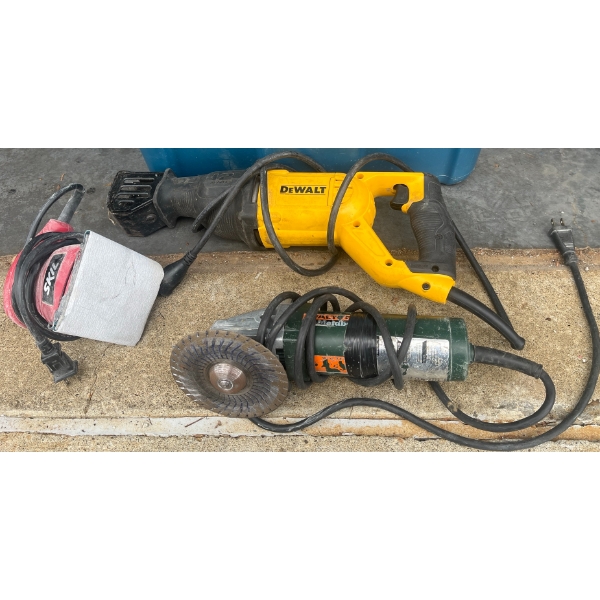 DeWalt Reciprocating Saw, Skil Sander, Metabo Grinder