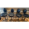 Image 1 : Genuine Leather Bar Stools - Black Swivel Chairs w/ Metal Frame & Armrests 33'Tall
