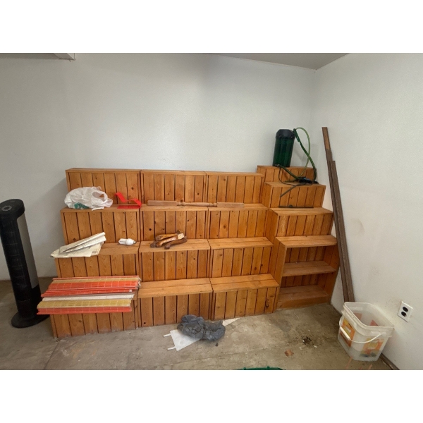  four sets of wood display stands 50 H 30 D w 24”