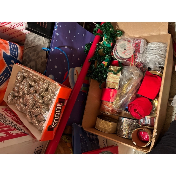 beautiful Christmas lights filled with vintage glass ornaments, small drums poinsettias for the Chri