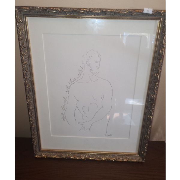 Pencil Drawing "Don't F* With This Chick"- Artist Illegible, 15.5 X 19.5 Framed Under Glass