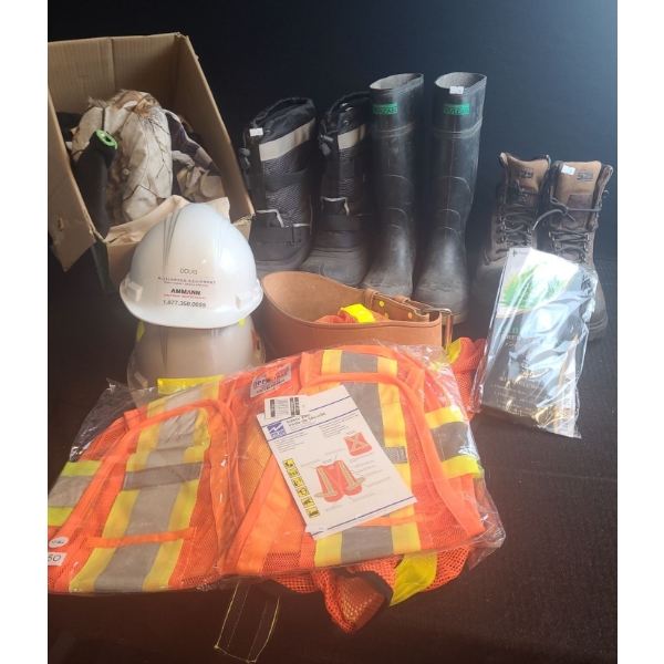 Work Safety Rubber Boots Size 10, T-Max Brown Size 9, Safety Vests, Gloves and More! 
