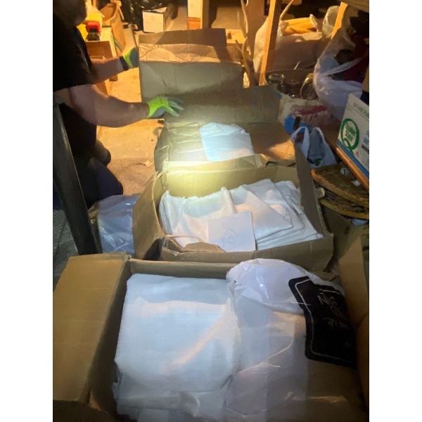 -4 large boxes of white curtains