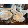 Image 4 : vintage Fenton milk glass, small 6” and large 8” baskets with milk glass ashtray 8.5”width