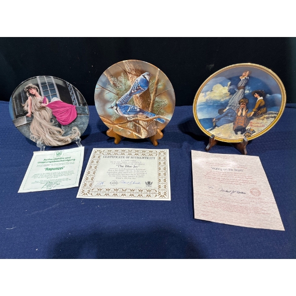 Set of Three Collectors Plates with original boxes and COA