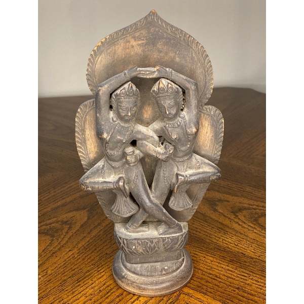 Hindu Dancers Antique Wood Carving 8T