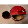 Image 1 : Le Creuset Cerise Salt Keeper (also Includes Scrub Brush) 6 T, 4 Diameter 