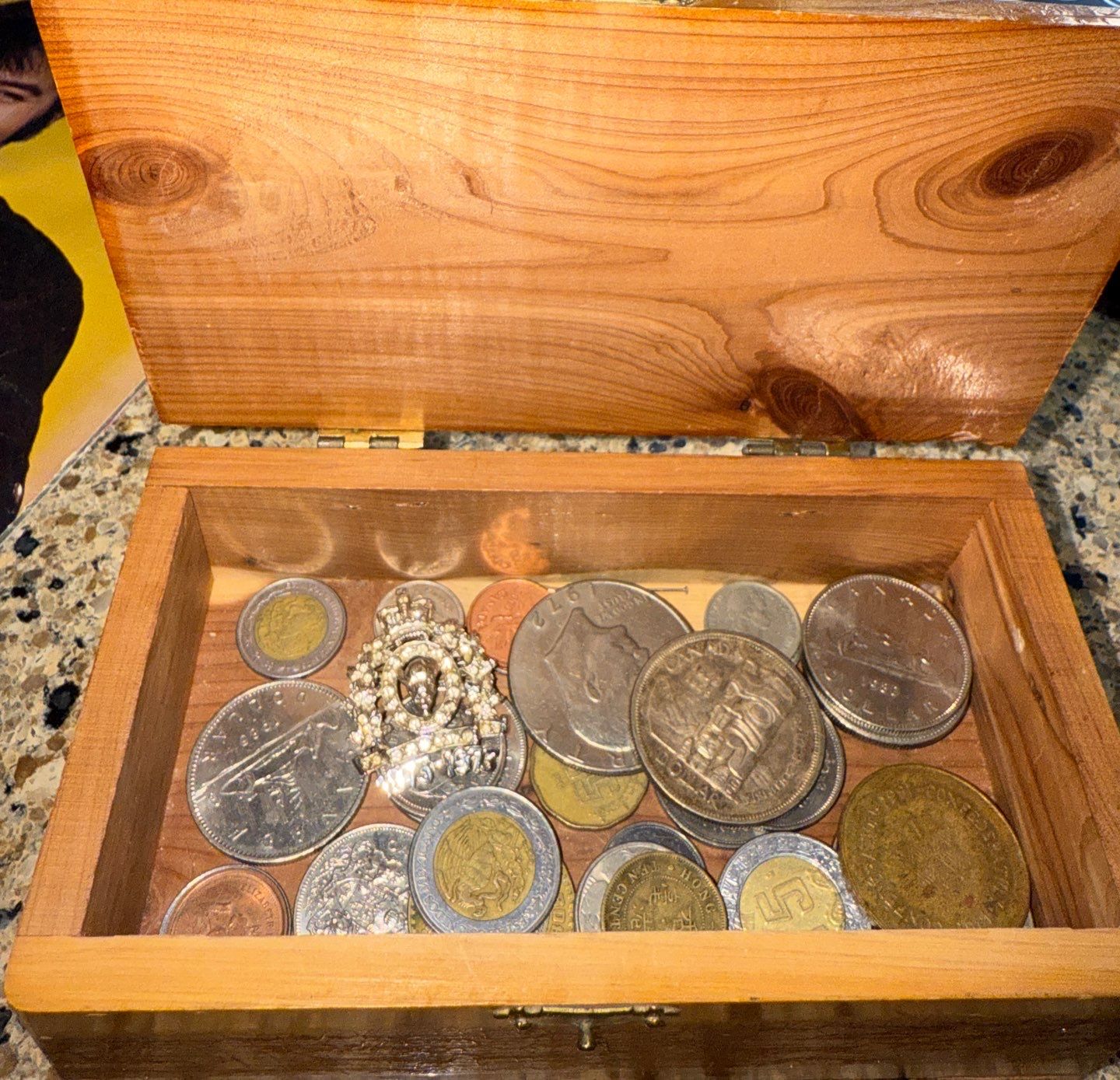 Hand Carved Indigenous Wood Box Full Of Vintage Canadian Coinage - Beck ...
