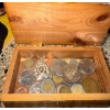 Image 3 : Hand Carved Indigenous Wood Box Full Of Vintage Canadian Coinage 