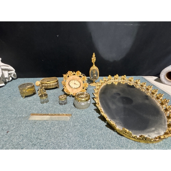 Antique Makeup Mirror & Accessories