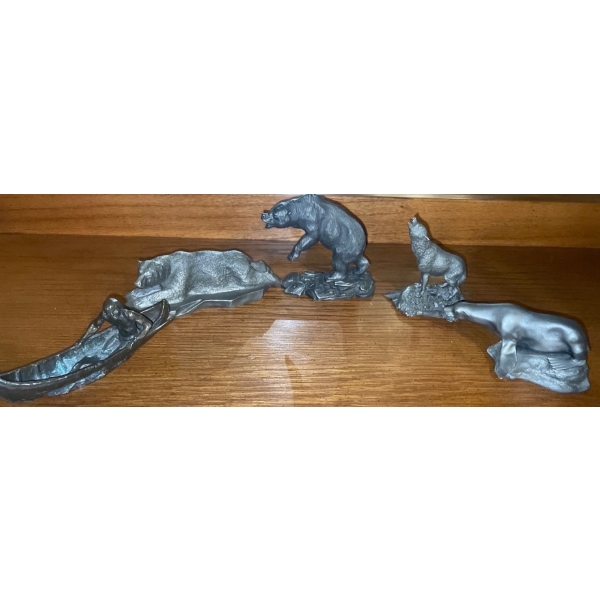 Lovely Set of Various Figurines Including Bears - Fine Pewter 1976