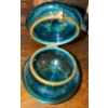 Image 2 : Antique Hand Enameled Blue Bohemian Glass w/Hinged-Lid & Brass Clasp Trinket Box