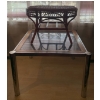 Image 1 : Chrome & Glass Coffee Table 31x22 & Wicker End Table