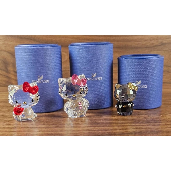 Swarovski Hello Kitty Crystal Figurine Trio with Boxes