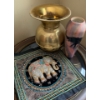 Brass Urn 14T w/ Foreign Elephant Art 