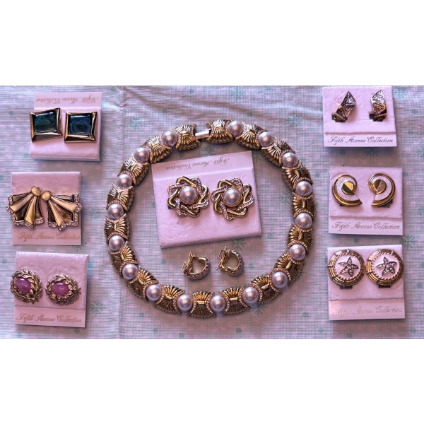 Fifth Avenue Collection Jewelry Set With Necklace and Eight Earring Pairs