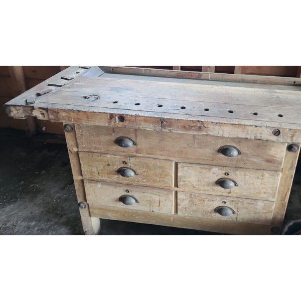 Wooden 5 Drawer Garage Table 55 L, 32 T, 22 W