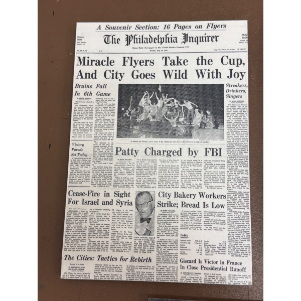 Philadelphia Flyers Memorabilia with Historical Photos and Articles