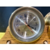 Image 3 : Wooden and Brass Aneroid Tabletop Barometer and Clock