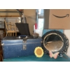 Image 3 : Lot: Blue Suitcase, Round Black Mirror, Sunflower and Butterfly Decor