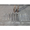 Image 1 : Henkel Steak Knives and Assorted Vintage Cutlery with Wooden Candle Stick Holders