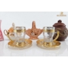 Image 2 : Yixing-Style Teapot, Glass Cups With Gold Rims, And Various Small Ceramic Vessels,  Art Glass Vase.