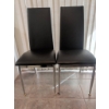 Image 1 : Two Black Faux Leather Dining Chairs with Chrome Legs