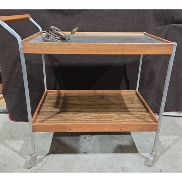 'Salton' Hot Ray Burner Serving Cart on Wheels (Cord Included, Note Wheels Stiff) - 29L, 17D, 30T