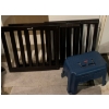Image 1 : 2 Mahogany Baby Gates w/ Step Stool/Storage Vessel