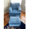 Image 1 : Vintage Blue Velvet Accent Chair w/ Ottoman Only 27x33x39