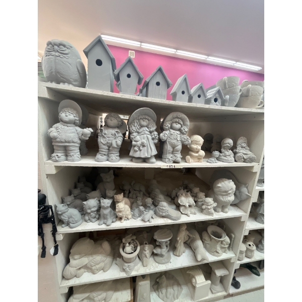  ceramic greenware all contents on shelf