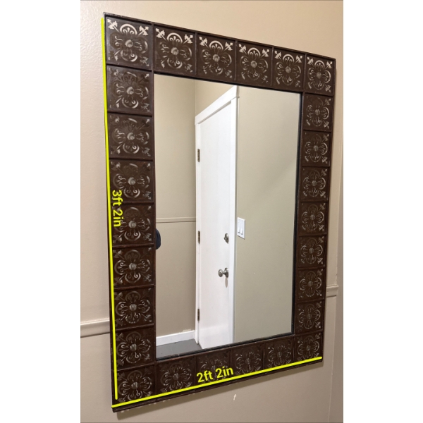 Decorative Rustic Hall Mirror w/ Quatrefoil Motif 