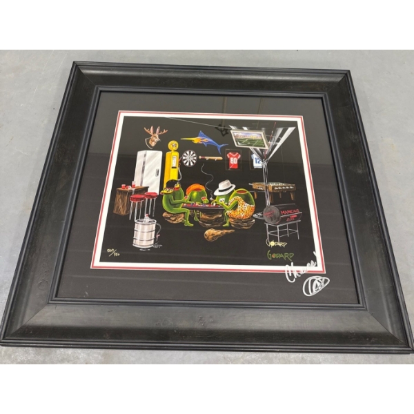 Framed Limited Edition Giclee Print "Man Cave" By Micheal Godard #50/150  26x20"tall