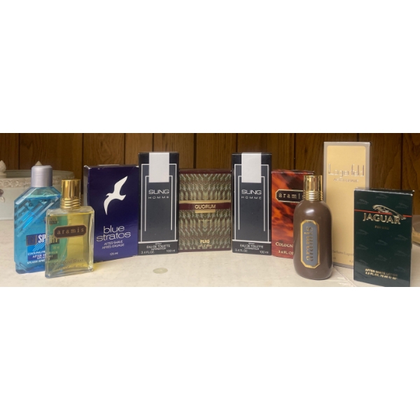 Collection Of Men's Colognes & After Shaves -Alfred Sung, Jaguar, Aramis, Blue Stratos, & More