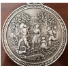 Image 5 : Set of 4 Pewter Seasons Plaques w/ Ribbon Hanger 5.5" Diameter and Larger Plate 9" Diameter