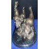 Image 3 : Brass Three Running Horses Statue 12" tall