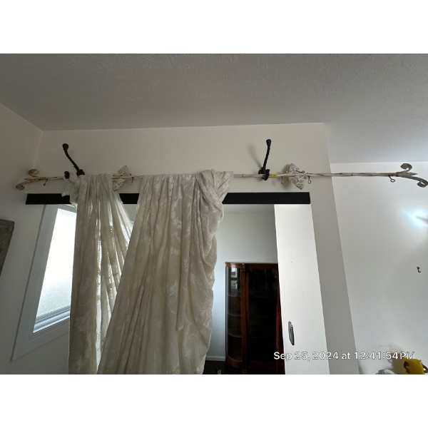 Antique Wrought Iron Curtain Rods Including Curtains 