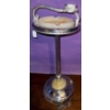 Image 1 : Chrome Freestanding Ashtray or Smoking Stand w/Agate  Glass Insert & Lighter  34"tall