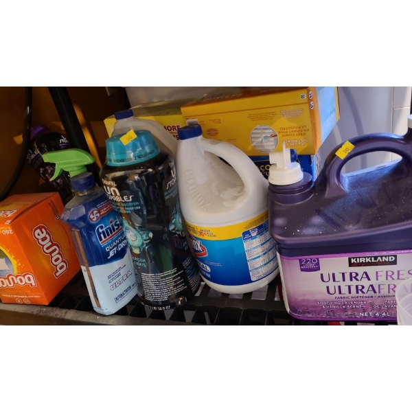 Contents of Shelf: Laundry Products, Household Products, Mainly Full/ Some Used