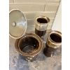 Image 2 : Vintage beaver flats pottery, a small lidded canister with 2 goblets . In brown tones