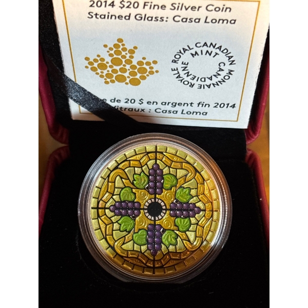 2014 $20 Stained Glass: Casa Loma - Pure Silver Coin