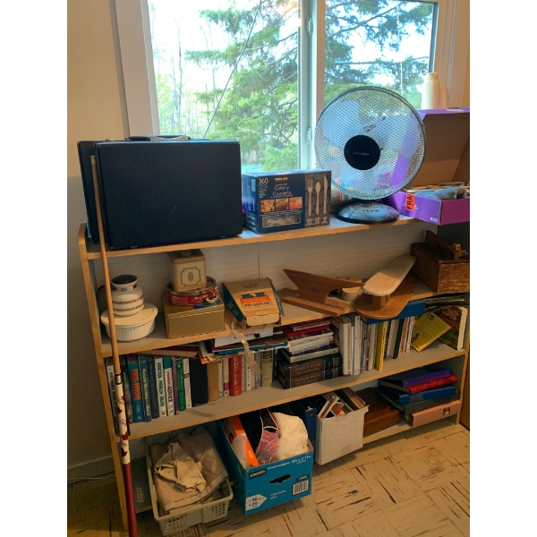 Shelf With Mystery Lot! Books, and Tools, Vintage Items.