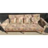 Image 2 : Teak Sofa w/ Jacquard Upholstery & Brass Embellished Legs  
