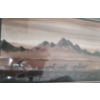 Image 2 : Print of Cowboy and Horses, Artist Illegible, Framed Under Glass 20.5 X 15