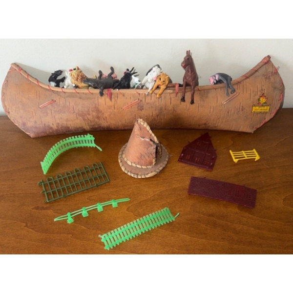Birch Skin Canoe & Indigenous TeePee Goes Noah's Arc On Em w/ Assorted Barnyard Buddies & more