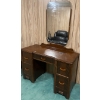 Image 4 : Antique Vanity / Desk w/ 5 Drawers & 1 Stand Up Mirror 42x16x71