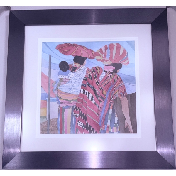 Framed Print Depicting Figures in Colorful Clothing