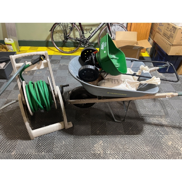Wheelbarrow House with Stand and Fertilizer Spreader  
