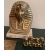 Image 2 : Brass Egyptian Pharaoh Figure 6T w/ Sun Dial & Four Monkeys